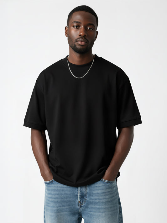 OVERSIZED HEAVYWEIGHT ORGANIC COTTON TEE - ANTHRACITE BLACK