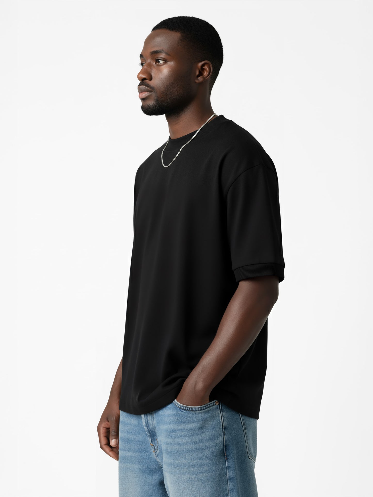 OVERSIZED HEAVYWEIGHT ORGANIC COTTON TEE - ANTHRACITE BLACK